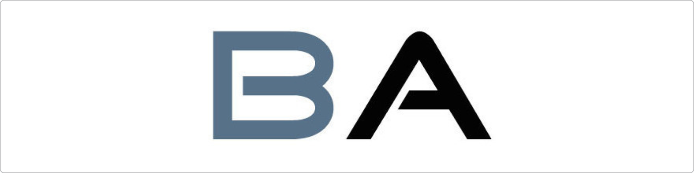 Logo der Beauty Academy, bestehend aus den Buchstaben "BA" in blau und schwarz auf weißem Hintergrund, eingerahmt von einem schwarzen Rand.
