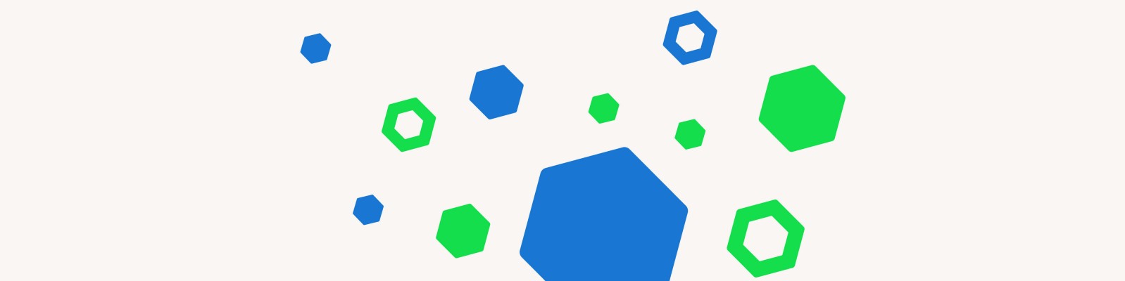 Ein farbenfrohes Banner, das die Aktualisierung und das neue Design der Webseite ankündigt. Die blauen und grünen Hexagonmuster heben die frische und moderne Ästhetik der Webseite hervor.